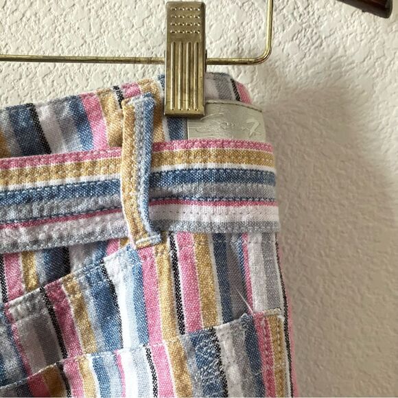 Seven7 Colorful Striped Vacation Summer Linen Blend Belted Wide Leg Pants Sz 10 - Picture 8 of 10